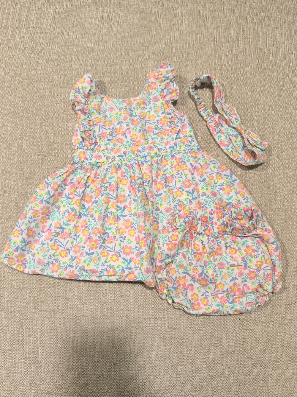 Tommy Bahama Floral Baby Dress with Bloomers  and Headband 0-3 Months